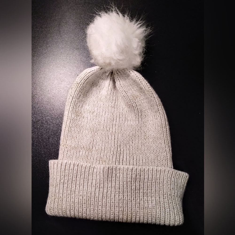 Cream Beanie with Pom Pom